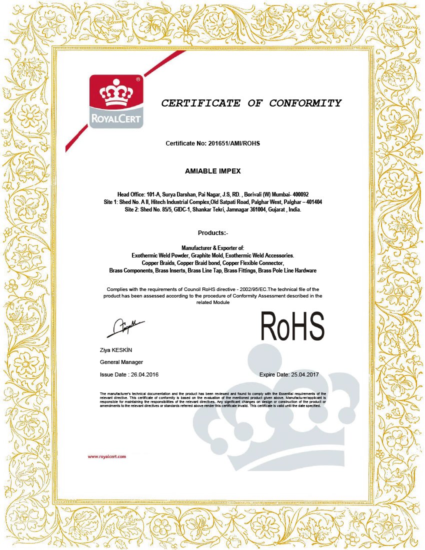 amiable impes- ROHS certificate